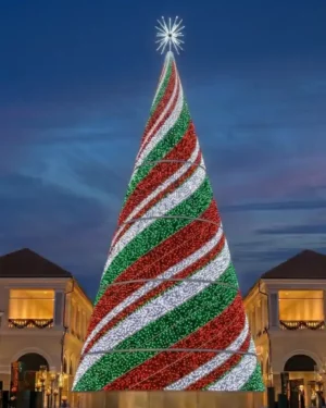 Giant illuminated Commercial Christmas RGB Tower tree with red green lights