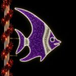 Purple illuminated fish commercial light pole decorations