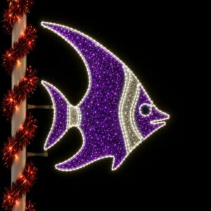 Purple illuminated fish commercial light pole decorations