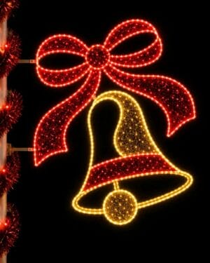 Illuminated Christmas bell and red bow decoration