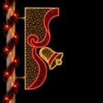 Illuminated red and gold Bows and Bells B pole mount Christmas light display