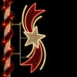 Illuminated red crescent and star pole mount Christmas decorations