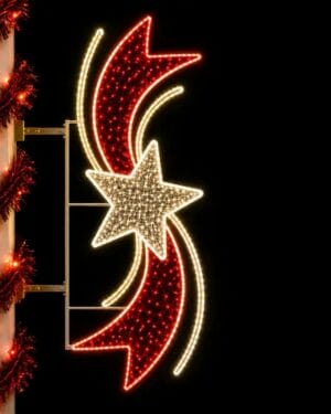 Illuminated red crescent and star holiday decoration