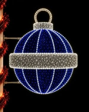 Illuminated blue and white Christmas ornament decoration
