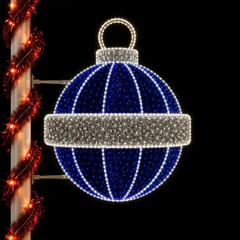Illuminated blue and white Christmas ornament decoration