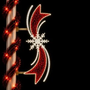Red and white illuminated commercial light pole decorations