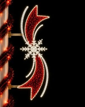 Red and white illuminated holiday street decoration