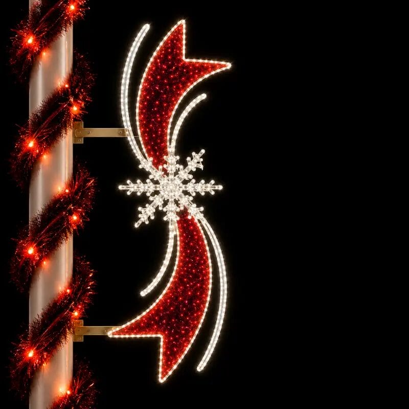 Red and white illuminated holiday street decoration
