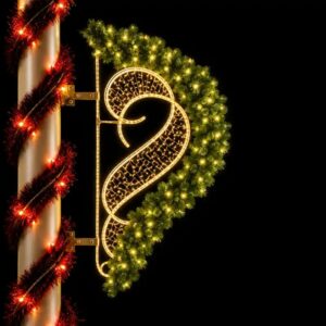 Illuminated Windswept pole mount Christmas light display
