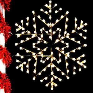 Illuminated snowflake commercial Christmas pole mount light display with warm white lights