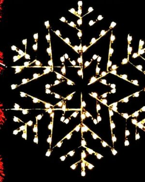 Illuminated snowflake decoration with warm white lights
