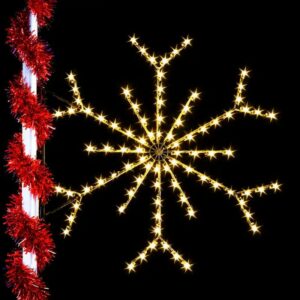 Illuminated snowflake pole mount decorations