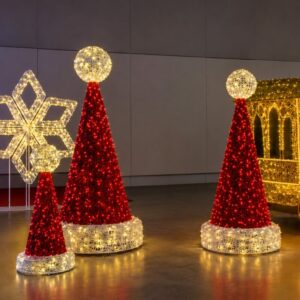 Illuminated red cone commercial indoor Christmas decorations