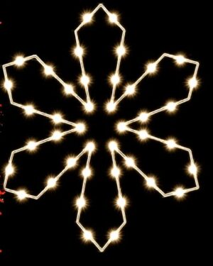Glowing snowflake made of string lights on black