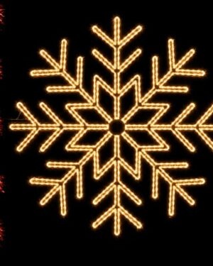 Glowing snowflake light decoration against dark background
