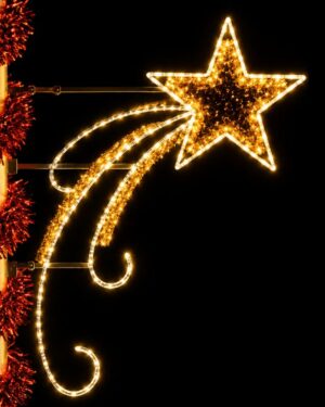 Glowing star and comet holiday light decoration