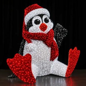 Christmas penguin with red scarf and hat commercial Christmas dimensional displays