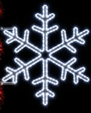 Illuminated white snowflake holiday light decoration