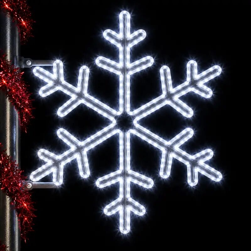 Illuminated white snowflake holiday light decoration