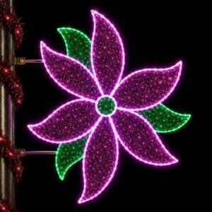 Pink and green LED Poinsettia commercial Christmas light display
