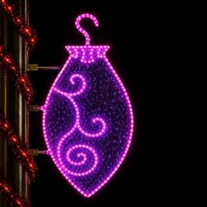 Pink and purple illuminated ornament pole mount Christmas decoration