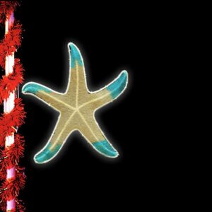 Starfish ornament with turquoise tips non Christmas pole mount decorations