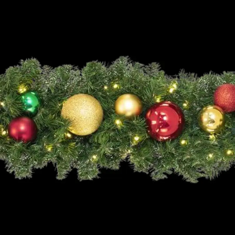 9 ft Taiga Garland with Ornaments