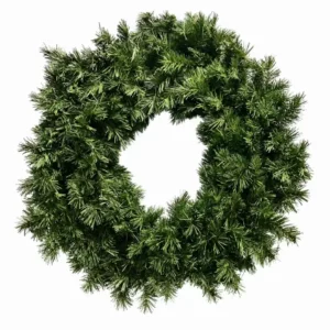 Plain green pine wreath isolated on white background